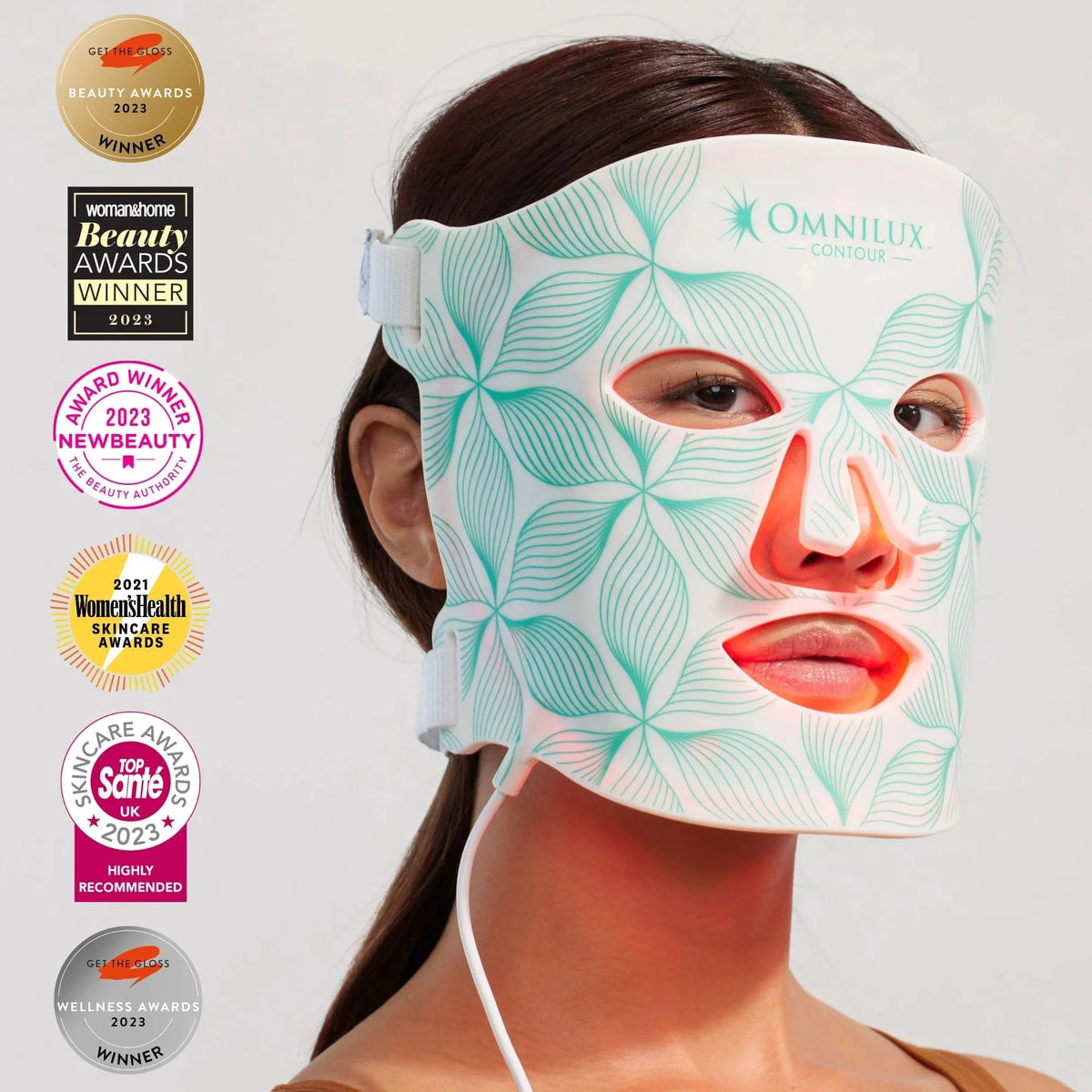 Omnilux Contour Face Red & Near-Infrared LED Mask in flexible contoured silicone